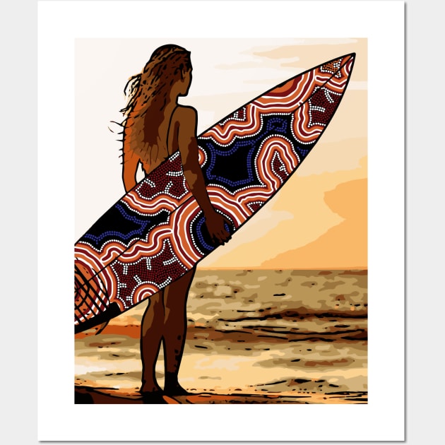 Aboriginal Art - Surf Up Australia Small Wall Art by hogartharts